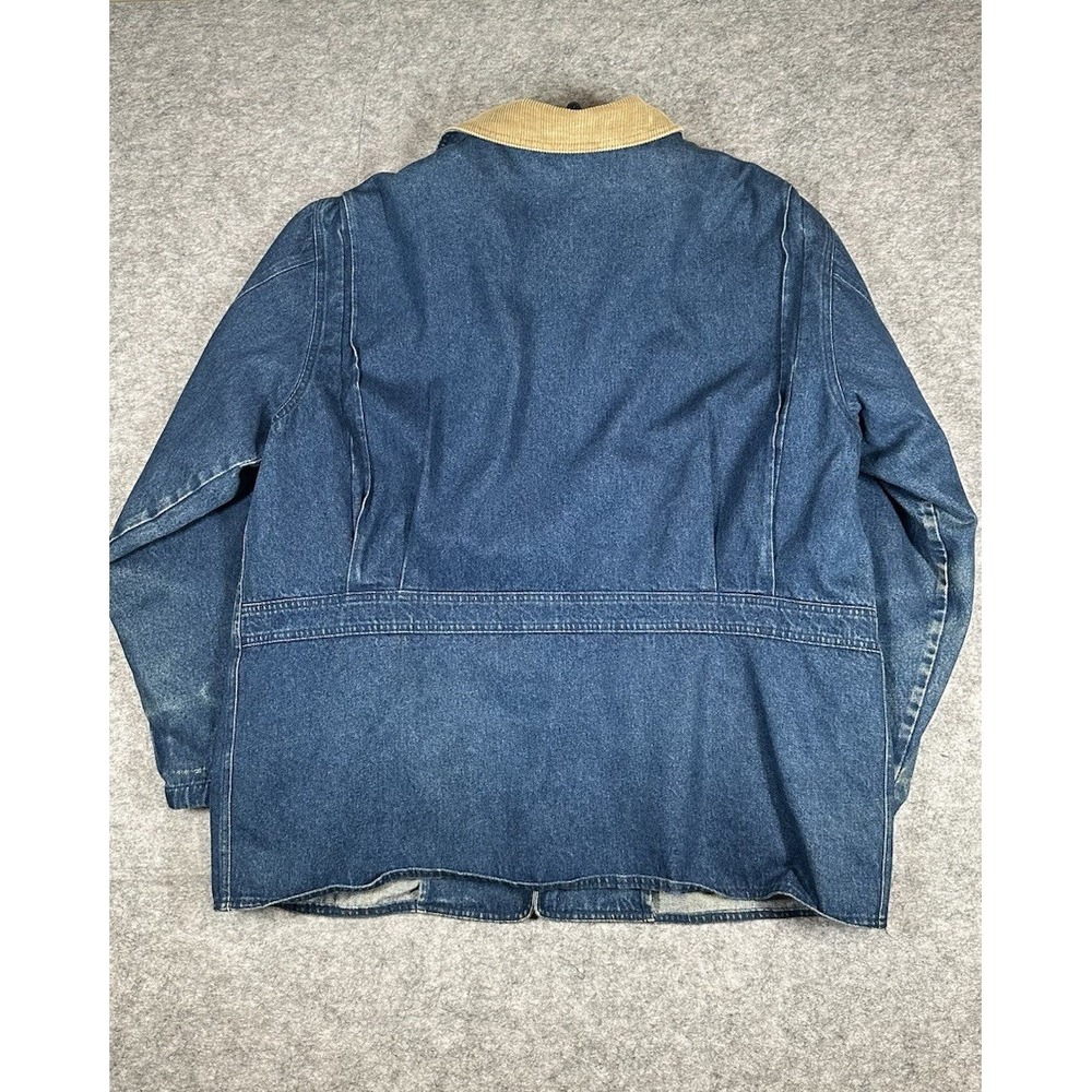 Vintage Lands End Denim Barn Chore Coat Jacket W/ Liner Sz XL Aztec 80s Western - Picture 2 of 9